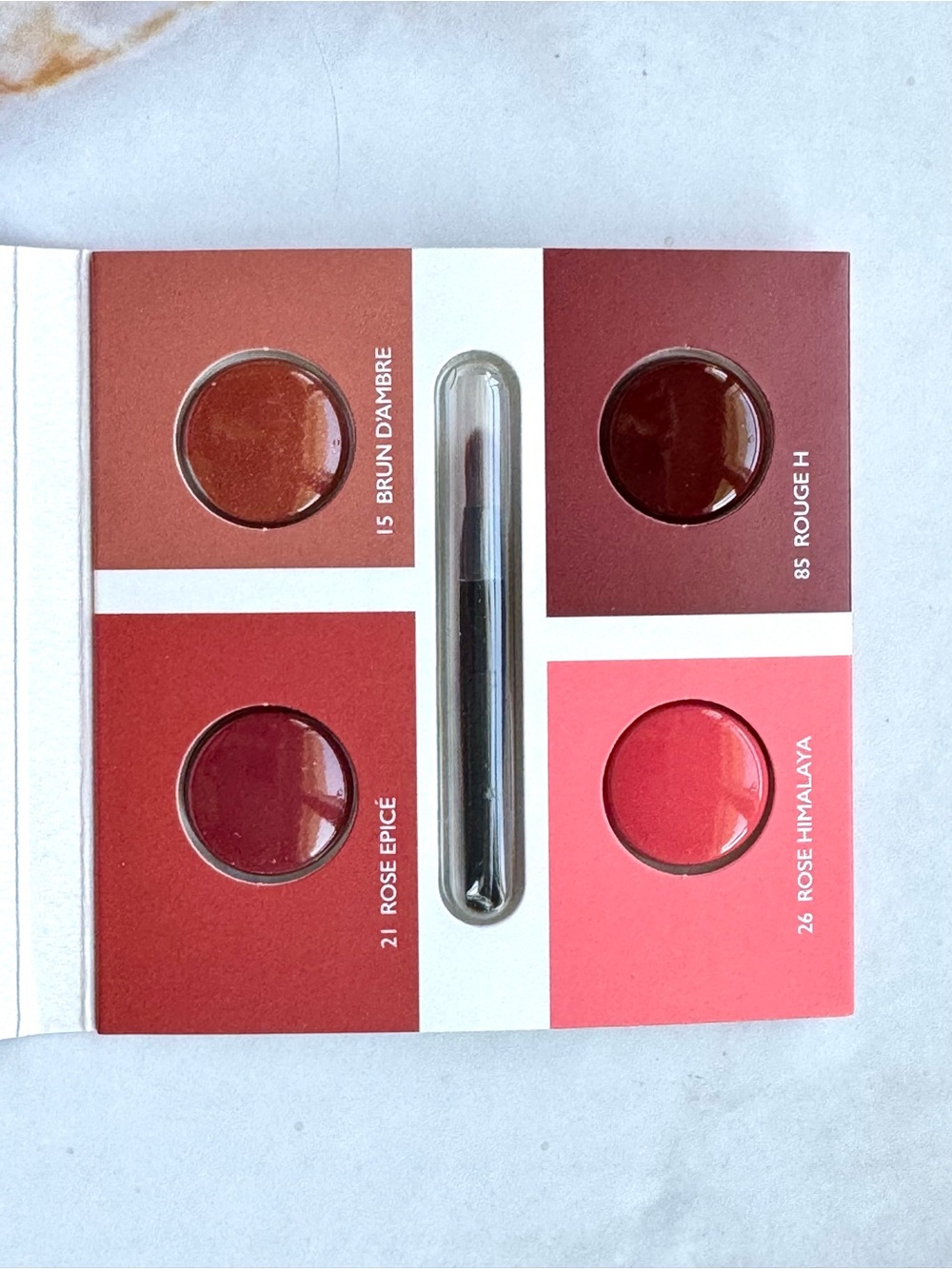 Hermes Silky Lipstick Shine Card Sample Set of 4 with Lip Brush Applicator
